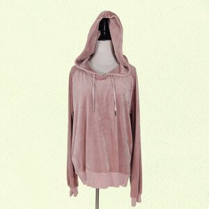 Pam & Gela‎ Velour Velvet Hoodie Sweatshirt L Rose Pink